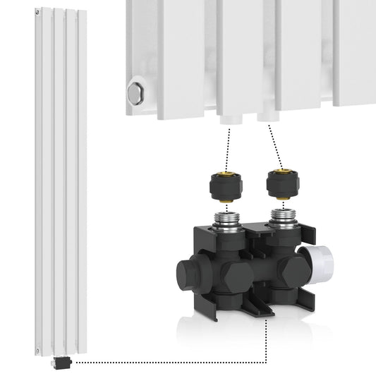 Aquamarin Verticaal model middenaansluiting wit 1800x304x69 mm