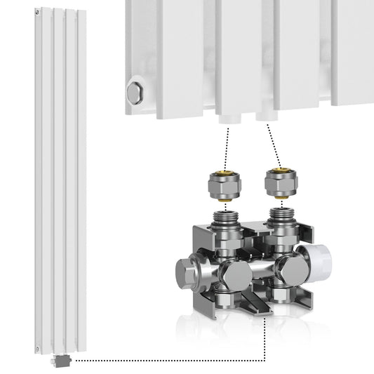 Aquamarin Verticaal model middenaansluiting wit 1800x304x69 mm