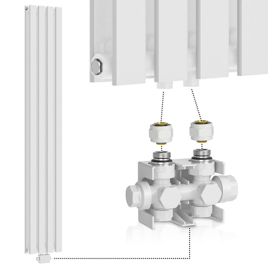 Aquamarin Verticaal model middenaansluiting wit 1800x304x69 mm