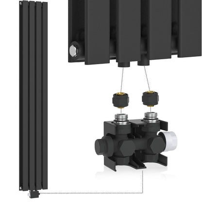 Aquamarin Verticaal model middenaansluiting antraciet 1800x304x69 mm