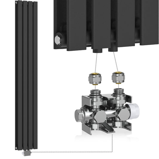 Aquamarin Verticaal model middenaansluiting antraciet 1800x304x69 mm