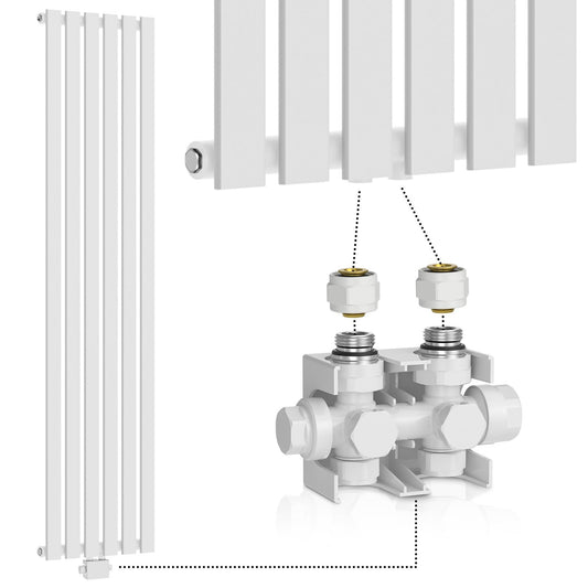 Aquamarin Verticaal model middenaansluiting wit 1800x452x52 mm