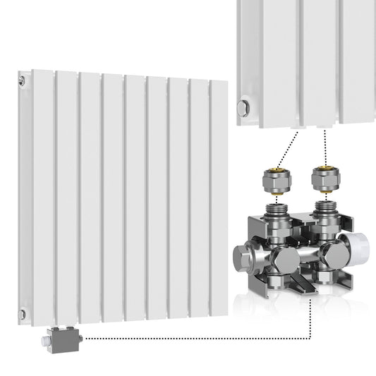 Aquamarin Horizontaal model middenaansluiting wit 600x614x69 mm