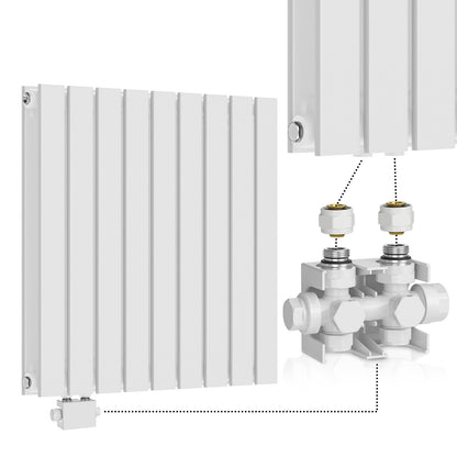 Aquamarin Horizontaal model middenaansluiting wit 600x614x69 mm