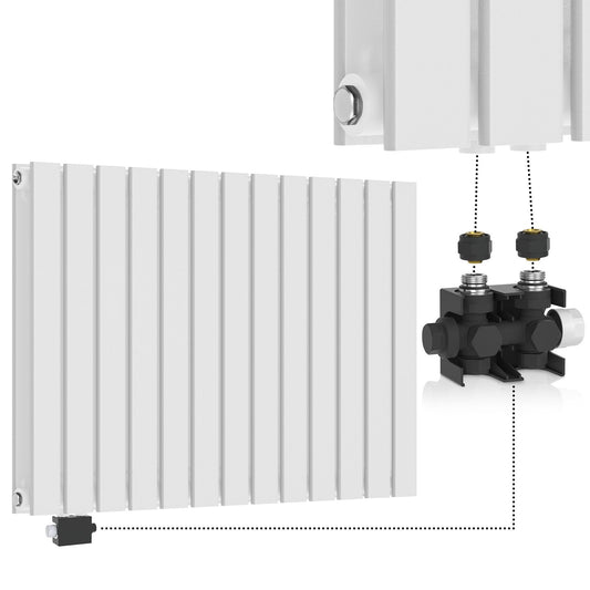 Aquamarin Horizontaal model middenaansluiting wit 600x886x69 mm