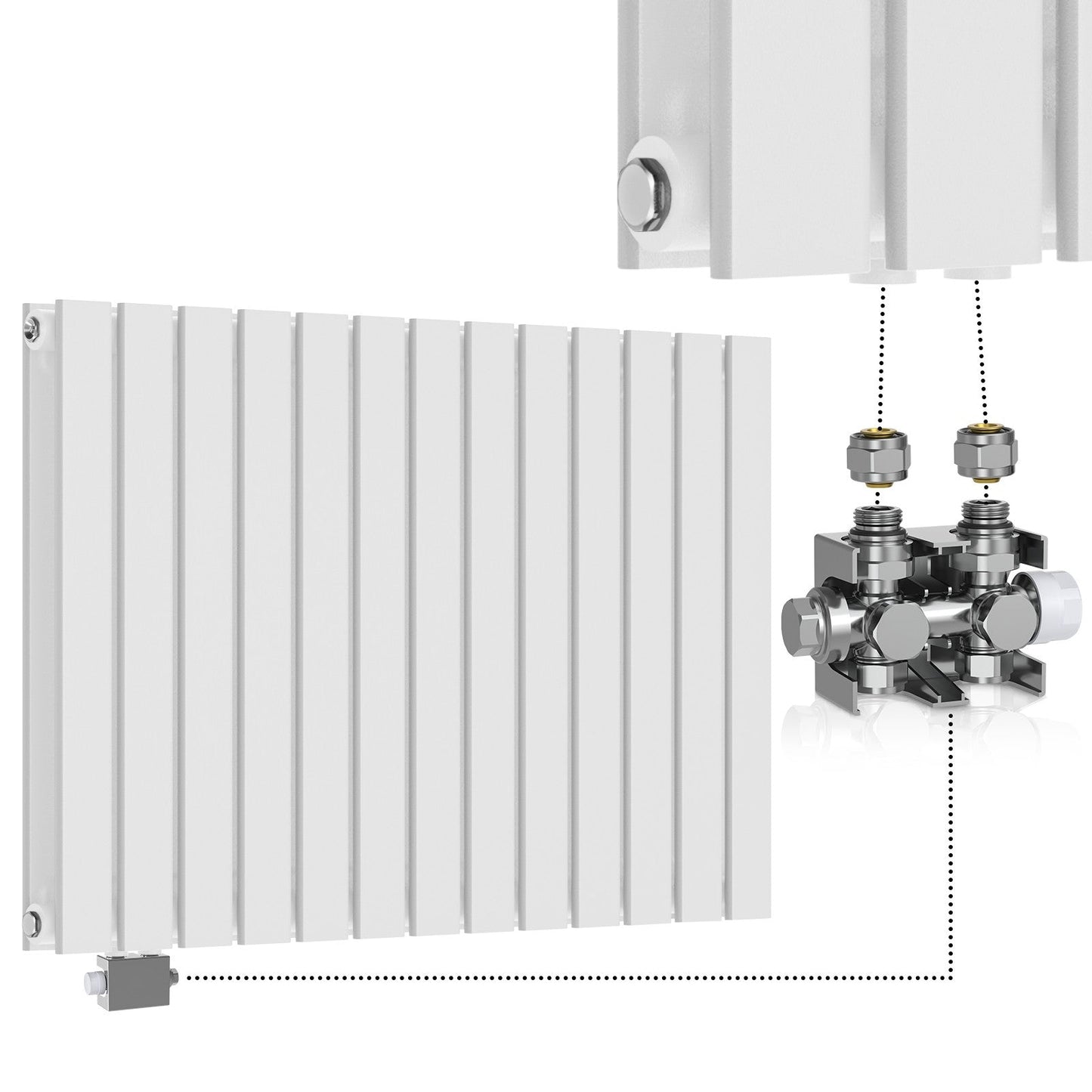 Aquamarin Horizontaal model middenaansluiting wit 600x886x69 mm