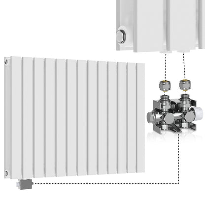 Aquamarin Horizontaal model middenaansluiting wit 600x886x69 mm