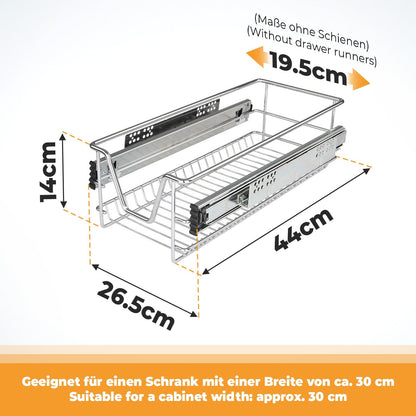 Jago Telescopische lade - kastbreedte 30 cm Set van 3