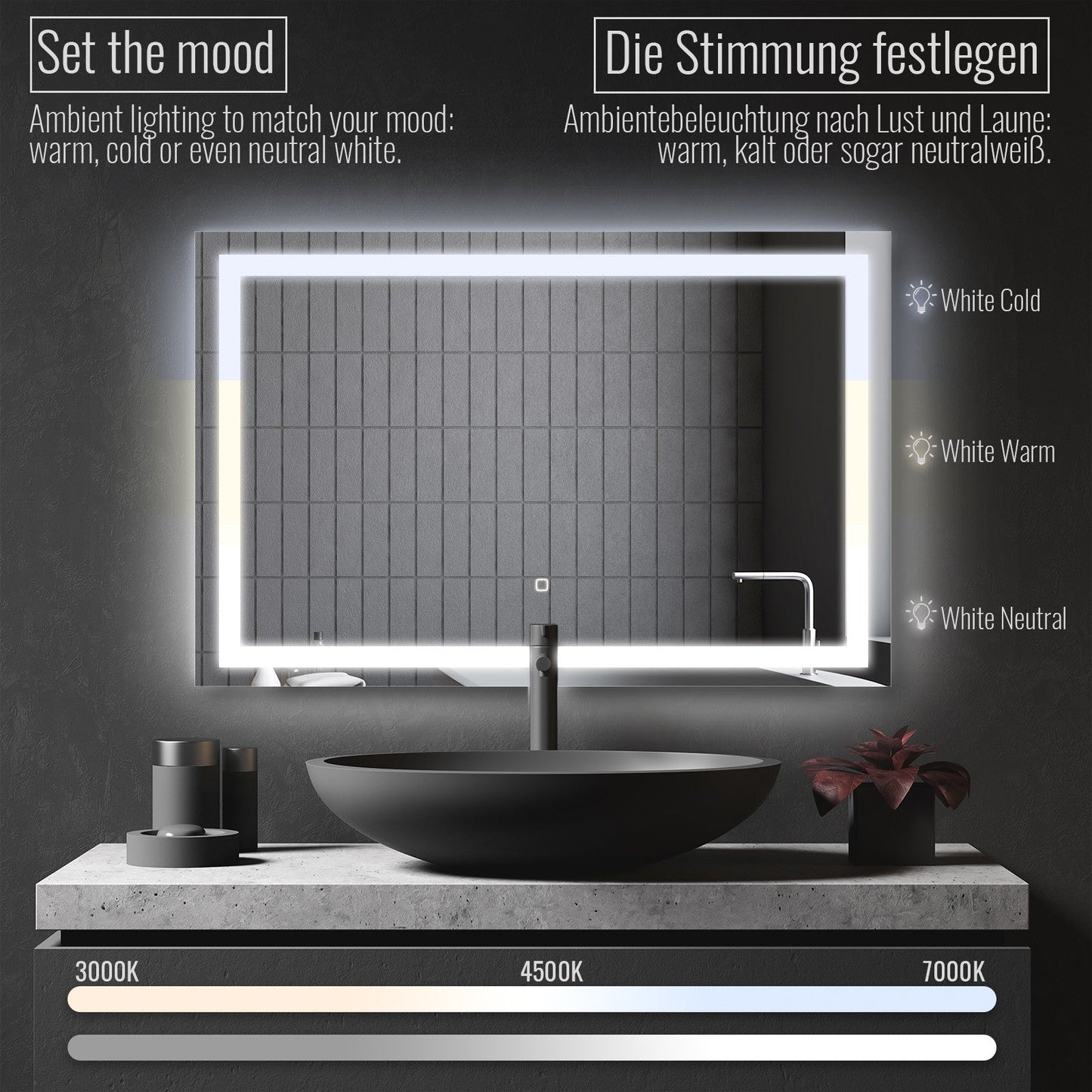 Aquamarin LED Badkamer Spiegel 100 x 80 cm met Anti-condens Functie