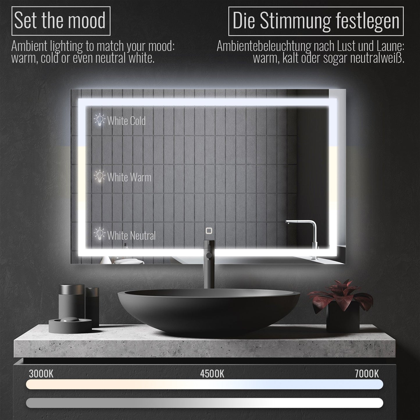 Aquamarin LED Badkamer Spiegel 110 x 70 cm met Anti-condens Functie