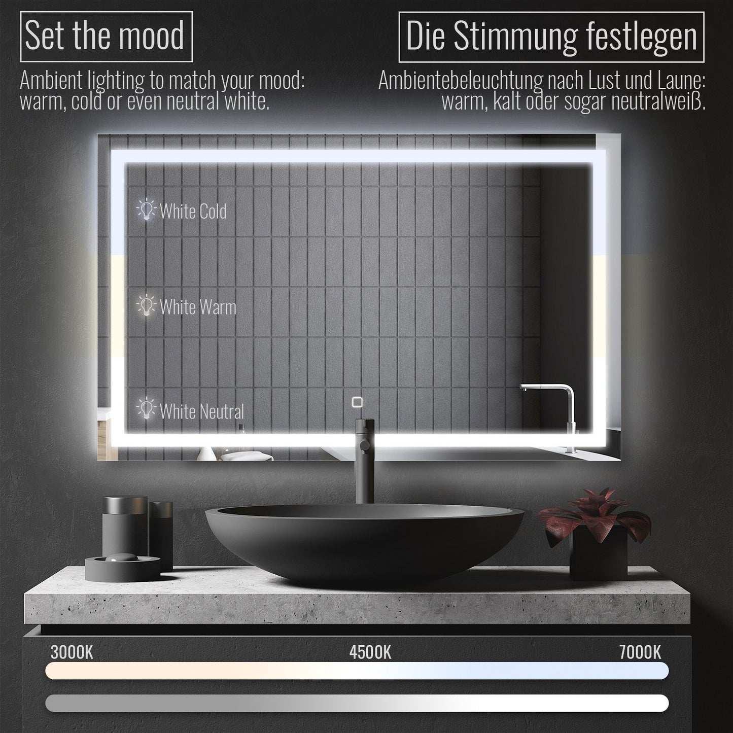 Aquamarin LED Badkamer Spiegel 120 x 80 cm met Anti-condens Functie