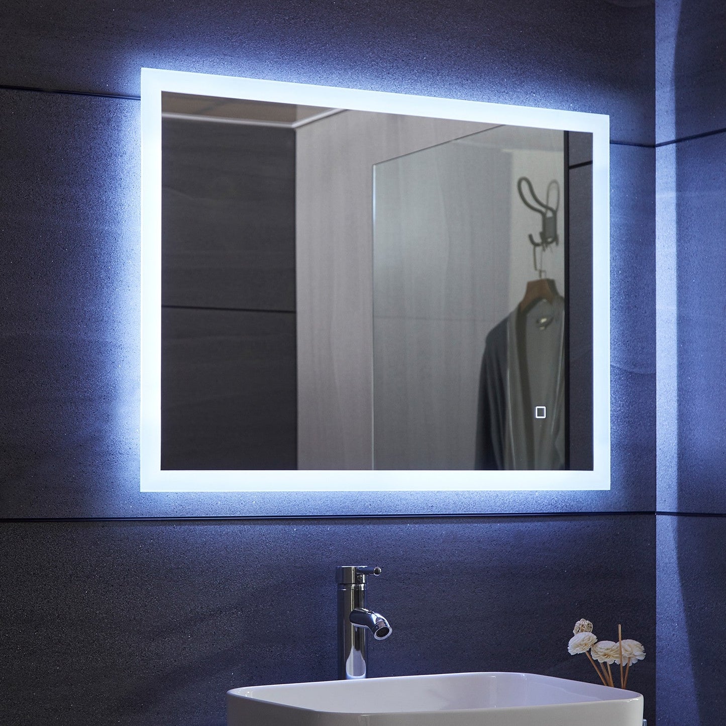 Aquamarin LED Badkamer Spiegel 100 x 60 cm met Anti-condens Functie