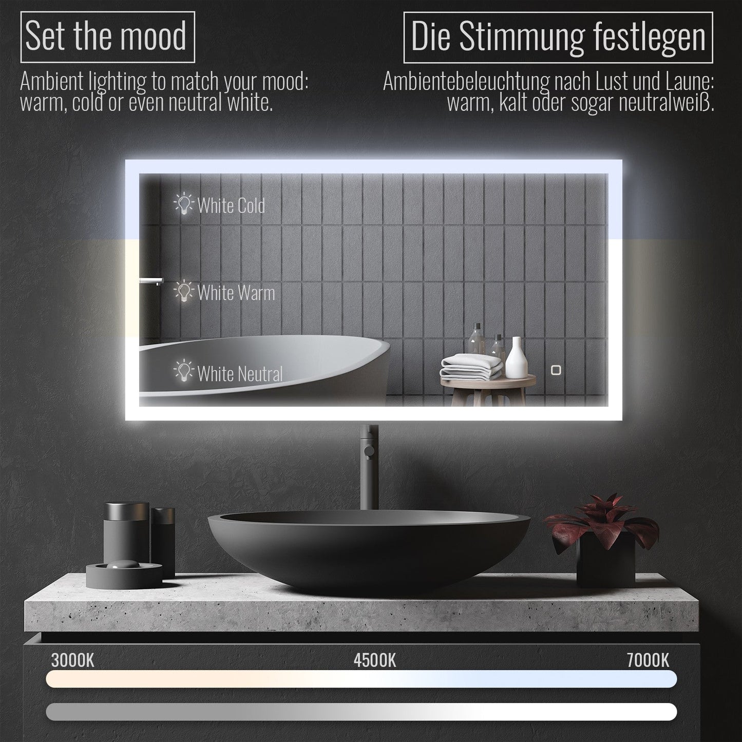 Aquamarin LED Badkamer Spiegel 120 x 60 cm met Anti-condens Functie