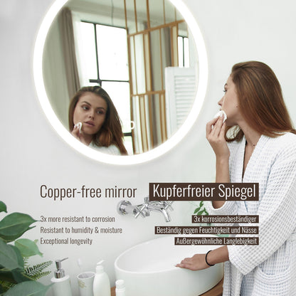 Aquamarin LED Badkamer Spiegel Ø 60 cm met Anti-condens Functie