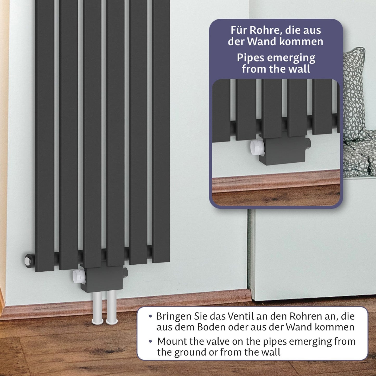 Aquamarin Thermostatische radiatorkraan - antraciet