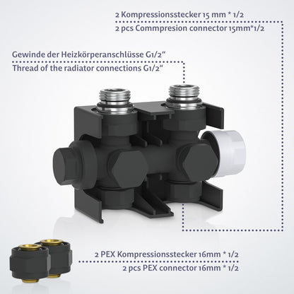 Aquamarin Thermostatische radiatorkraan - antraciet