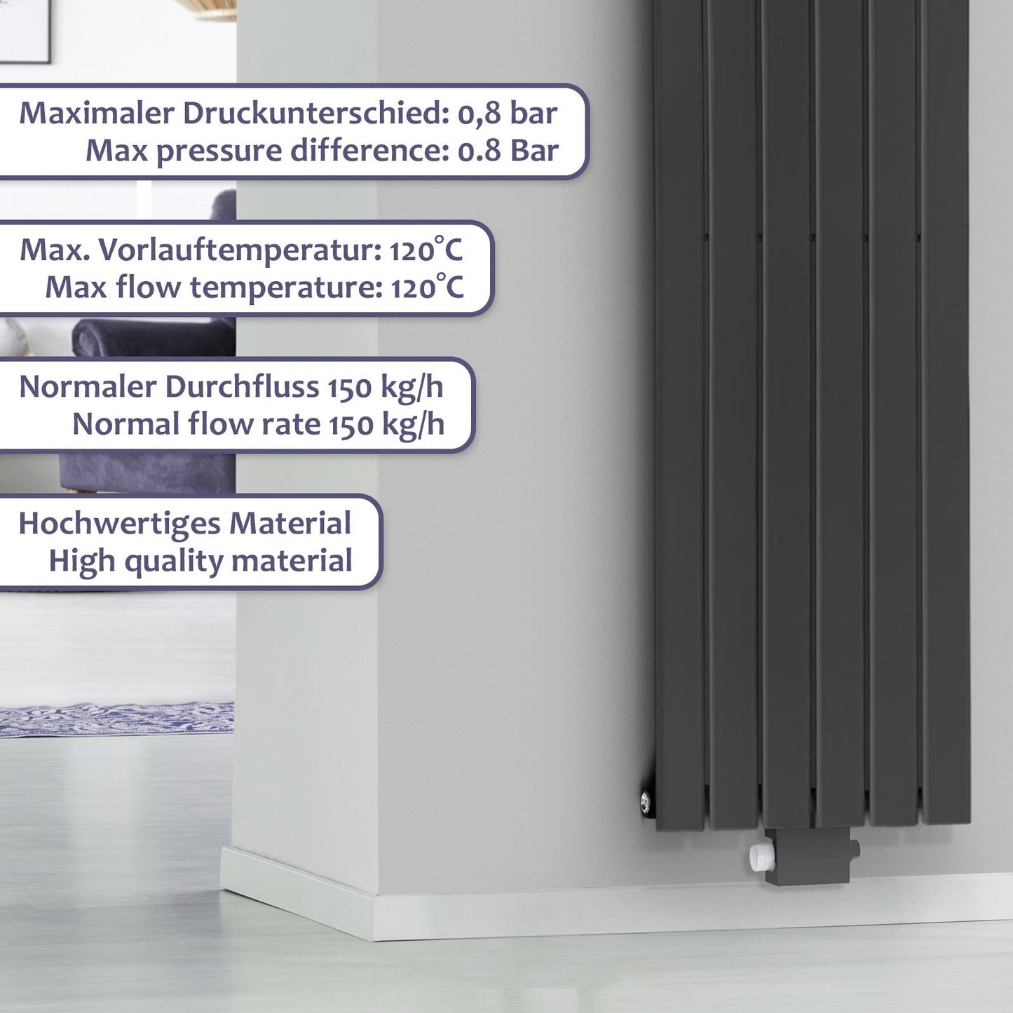 Aquamarin Thermostatische radiatorkraan - antraciet