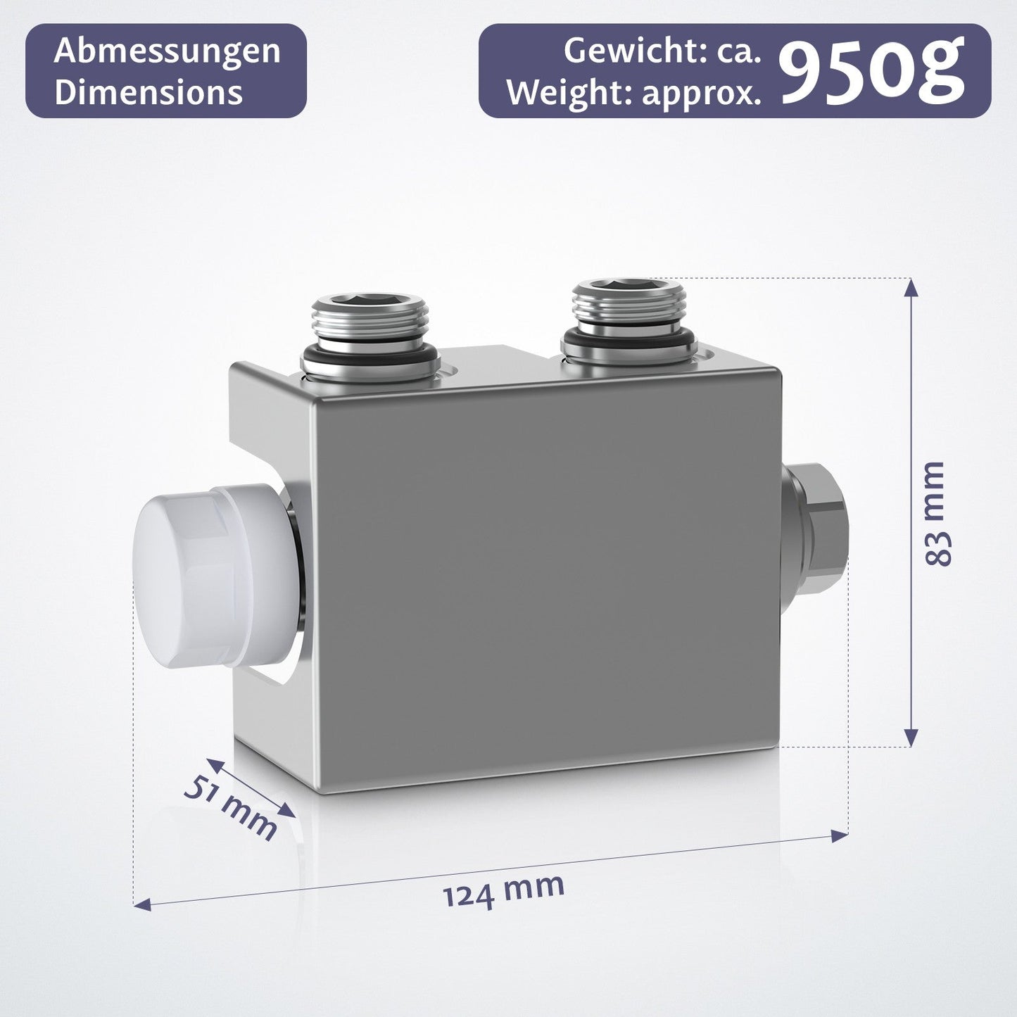 Aquamarin Verticaal model middenaansluiting wit 1600x304x69 mm