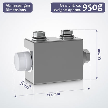 Aquamarin Verticaal model middenaansluiting antraciet 1600x300x52 mm