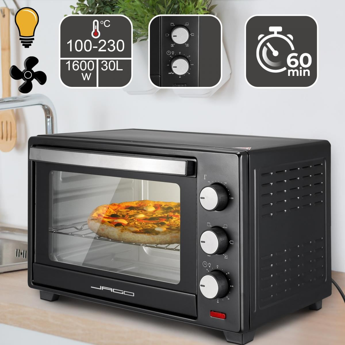 Jago Mini-oven 30l - zwart