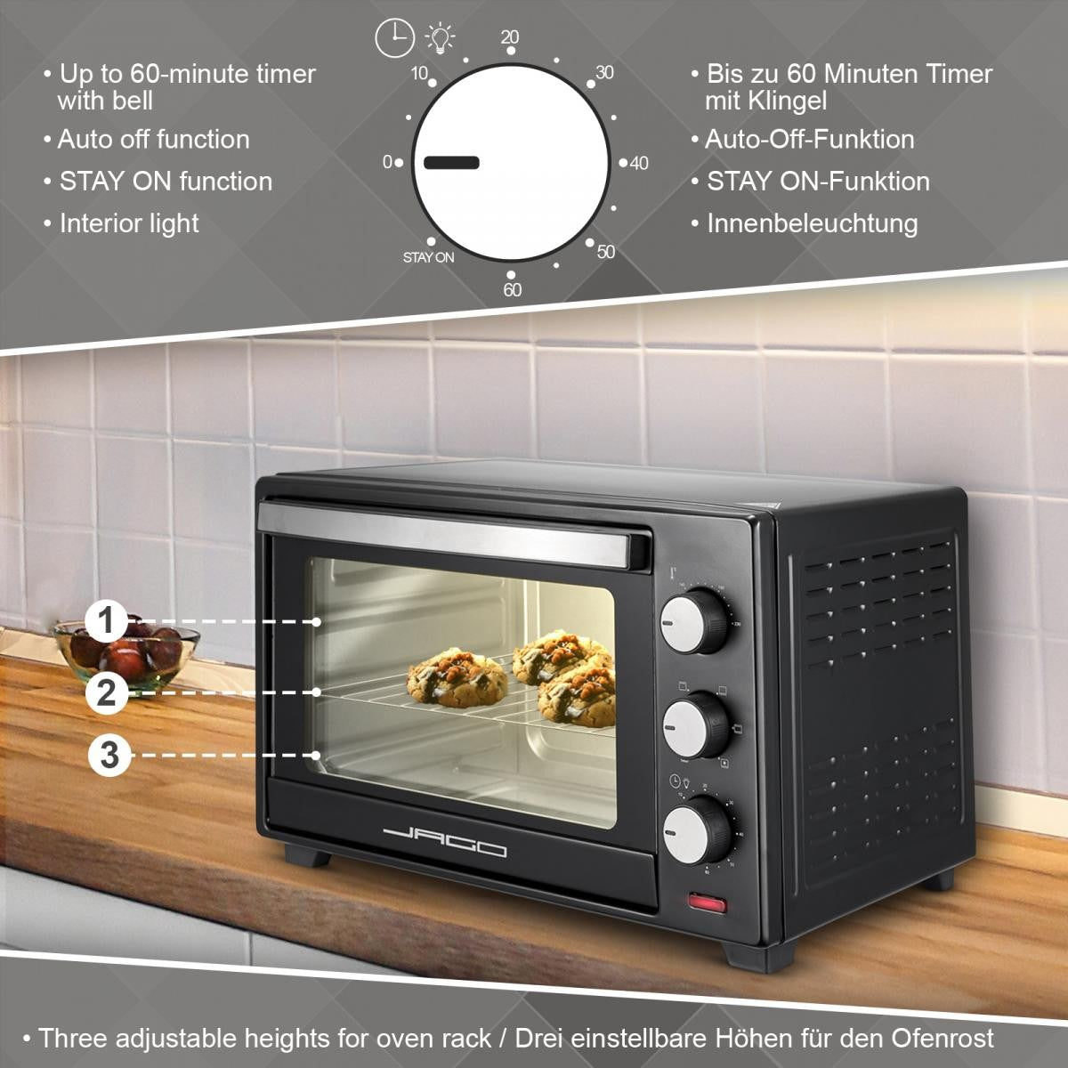 Jago Mini-oven 30l - zwart