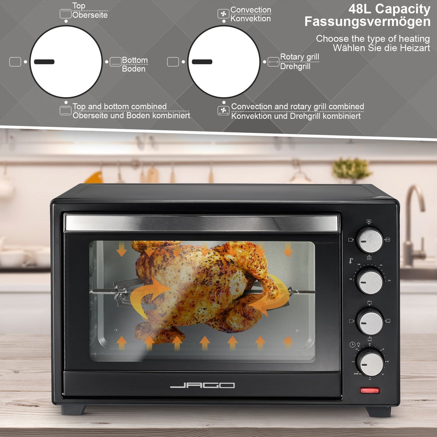 Jago Mini-oven 48l - zwart