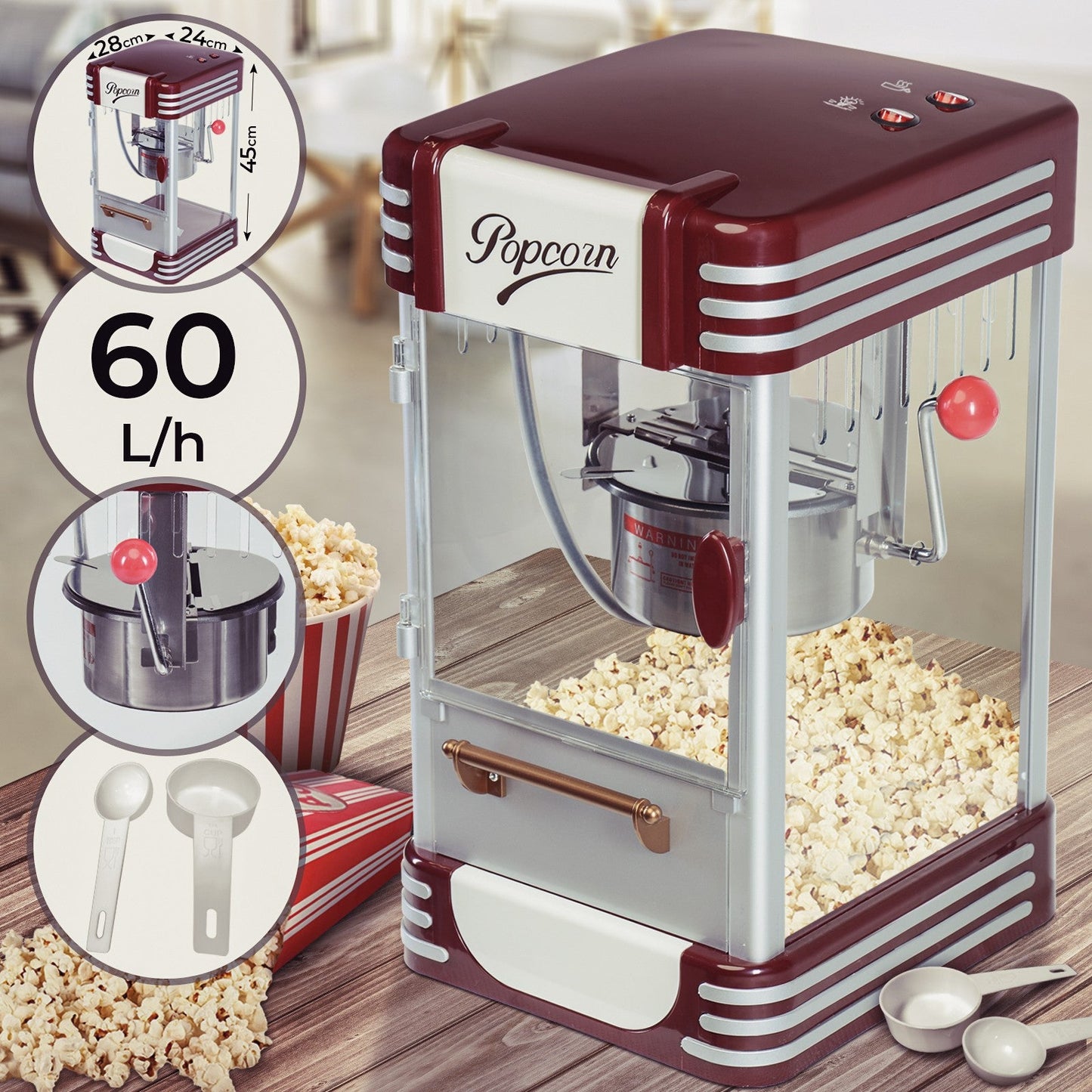 Jago Retro Popcornmachine 60l/u