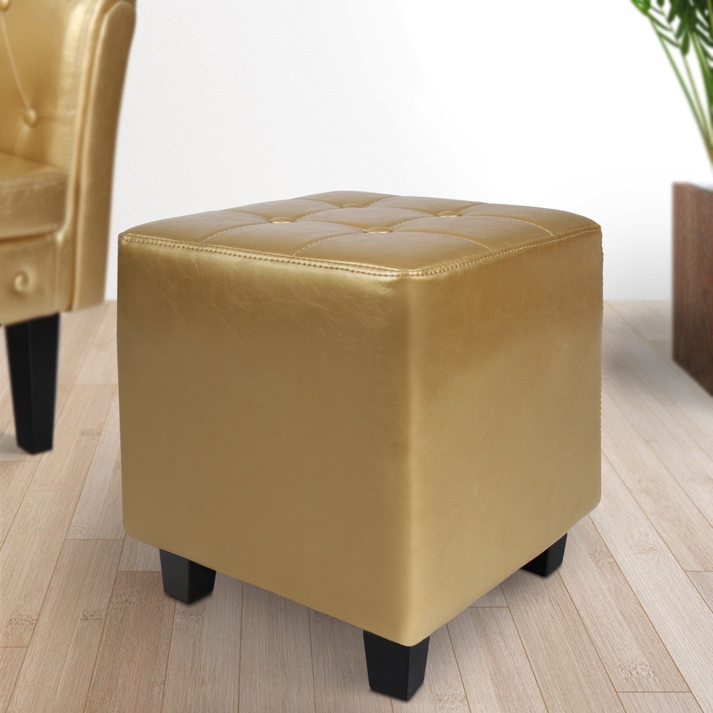 Miadomodo Chesterfield fauteuil kruk gouden decoratieve knopen