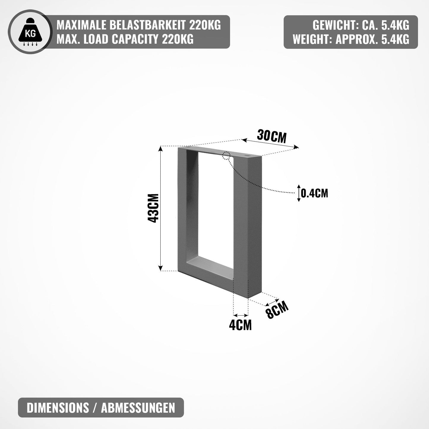 Miadomodo Tafelpoten - 30x43 antraciet