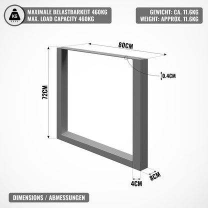 Miadomodo Tafelpoten - 80x72 antraciet