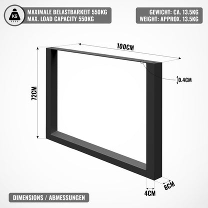 Miadomodo Tafelpoten - 100x72 Zwart